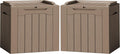Flamaker 2 Pack Deck Box 31 Gallon Waterproof Resin Storage Box with Lid Indoor Outdoor Delivery Box Storage Bin for Patio Cushions (Light Brown) by Flamaker