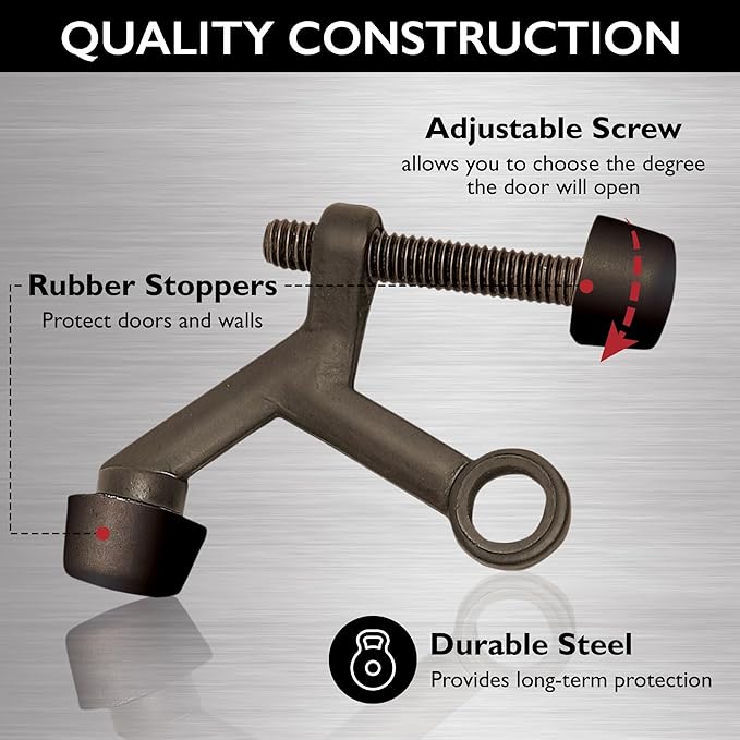 Design House Door Stops, Rubber Cushion Tips, Heavy Duty Zinc Alloy, Easy - Image 3