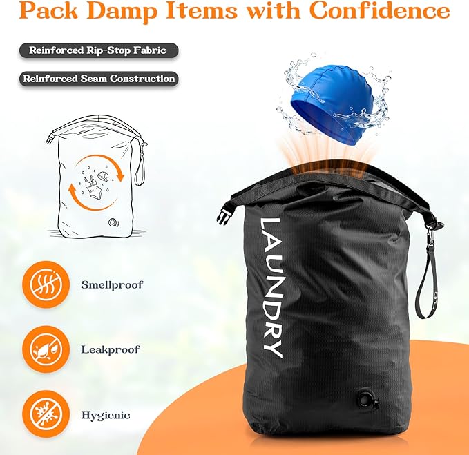 Compression Laundry Bag for Travel, Dirty Clothes Travel Laundry Bag, - Image 3