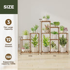 Bamworld 2 Sets Plant Stands Indoor Tall Shelves Outdoor for Multiple Flowers 10 Pots Wooden Rack for Living Room Balcony Garden - Image 6