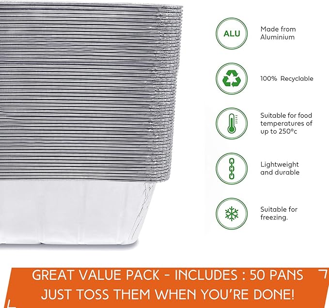 50-Pack Drip Pans Liners for Blackstone Griddle Accessories, Aluminum Foil Pan - Image 3