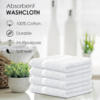Avalon Towels Cotton Washcloths 24-Pack – 12 x 12 Inch White Super Soft & - Image 6