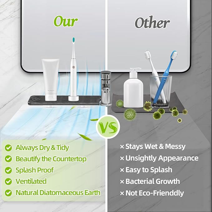 Stone Faucet Mat for Kitchen Sink, Diatomite Quick Dry Kitchen Sink Splash Guard - Image 4