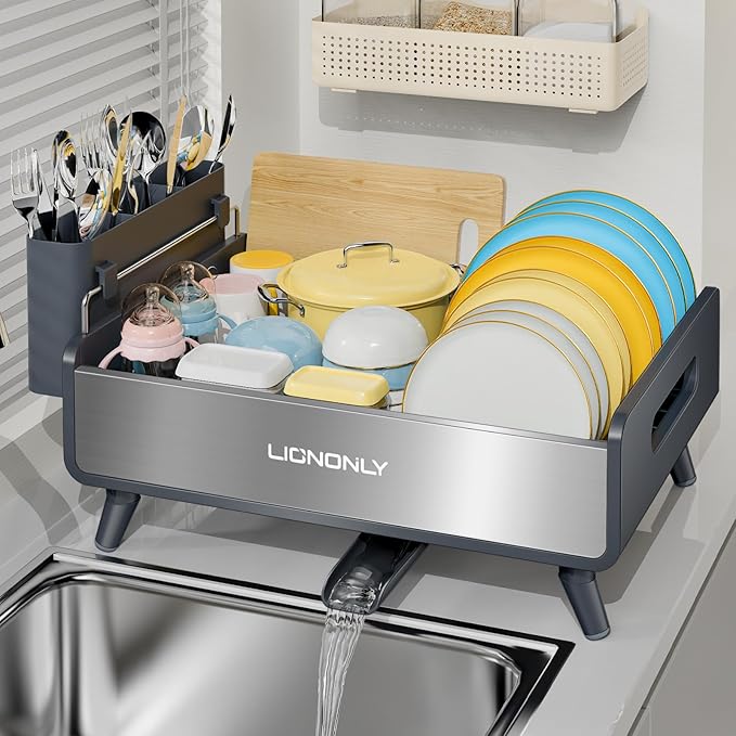 Dish Drying Rack, Thicker Premium Aluminum Frame and 304 Stainless Steel Plate by StartYourHomeStorageLife