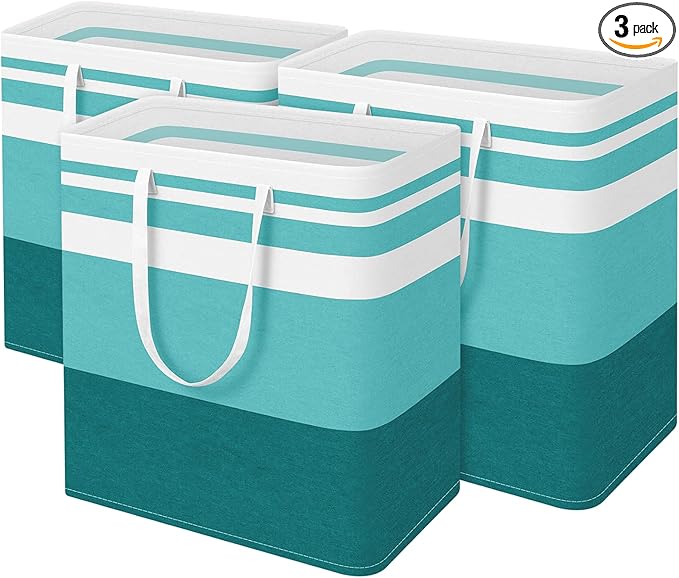 BlissTotes 3-Pack Laundry Basket, Freestanding＆Waterproof Laundry Hamper by BlissTotes