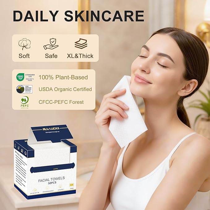 Face Towels, XL Facial Dry Towels 10x12 Inch, Biodegradable Disposable Face - Image 4