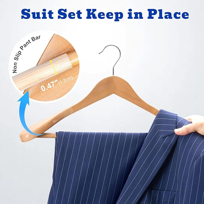 HOUSE DAY Wide Shoulder Wooden Hangers, Suit Hangers - Image 4