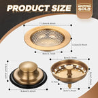 Mudder 3 Pcs Kitchen Sink Drain Strainer and Stopper Stainless Steel Garbage - Image 2