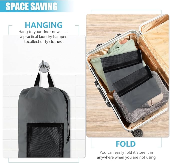 Laundry Bag Backpack with Shoulder Straps and Mesh Pocket Laundry Backpack - Image 7