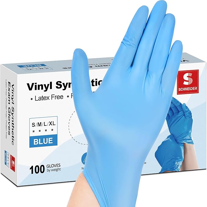 Schneider Vinyl Synthetic Exam Gloves, 4 Mil, Latex Free Disposable Gloves by Schneider