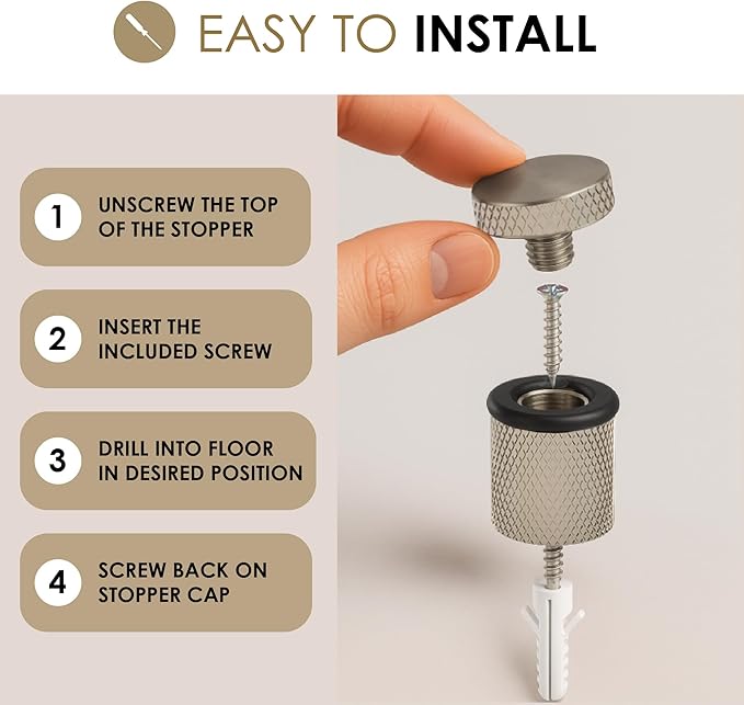 Mega Handles Knurled Floor Door Stopper, Quickly Installed Wall Protector - Image 6