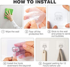 30Pack Adhesive Hooks Set, Stainless Steel Clear Sticky Hooks, Heavy Duty Wall - Image 7