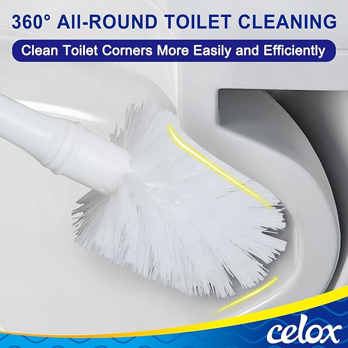 CELOX Toilet Bowl Brush and Holder, Compact Toilet Brush - Image 3