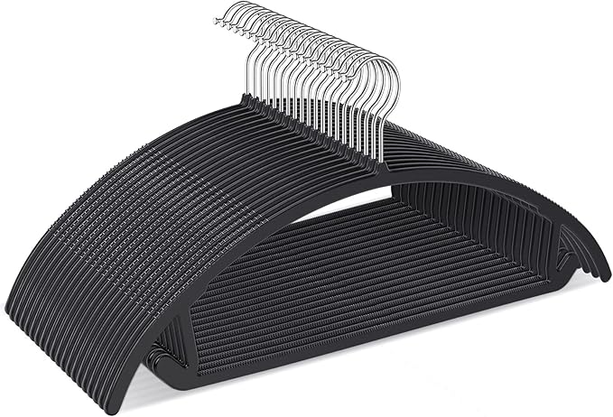 Ergonomic Curved Plastic Hangers 50pack by TIMMY
