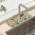 Abstract Leaves Sink Faucet Absorbing Mat Boho Leaves Super Absorbent Fast by Unknown