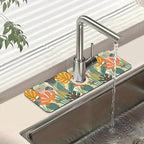 Abstract Leaves Sink Faucet Absorbing Mat Boho Leaves Super Absorbent Fast by Unknown
