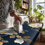 Blue White Floral Ironing Board Cover Stretch Fabric - Image 7