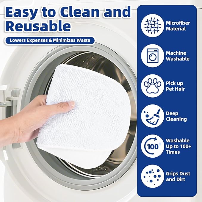LOVECO 4 Pack Steam Mop Pads + 4 Microfiber Small Cloths Compatible - Image 8