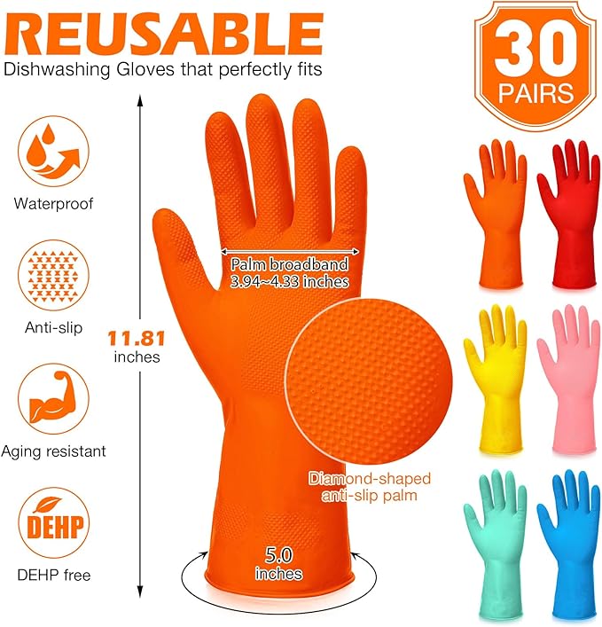 Sawysine 30 Pairs Rubber Gloves - Image 2