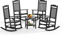 5 Piece Outdoor Rocking Bistro Set, Rocking Chairs Outdoor Furniture, Resin Waterproof Sun-Proof Patio Furniture Set for Garden, Pool, Backyard（5, Black） by GYMHILL