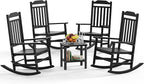 5 Piece Outdoor Rocking Bistro Set, Rocking Chairs Outdoor Furniture, Resin Waterproof Sun-Proof Patio Furniture Set for Garden, Pool, Backyard（5, Black） by GYMHILL