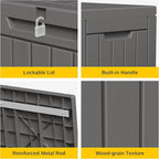 EAST OAK Outdoor Storage Box, 60 Gallon Deck Box Indoor and Outdoor Use, Waterproof Resin Storage Bin for Patio Cushions, Gardening Tools, Lockable, UV Resistant, Grey - Image 5