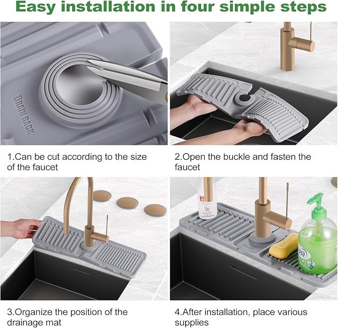 Kingmall Faucet Mat for Kitchen Sink, Premium Silicone Splash Guard - Image 4
