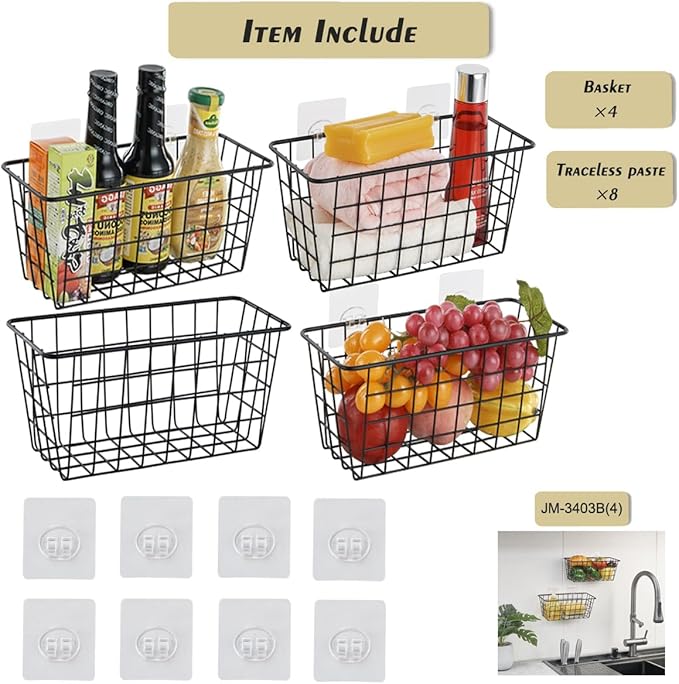 4 Pack Hanging Sorage Basket, Bathroom Basket, Household Goods, - Image 3