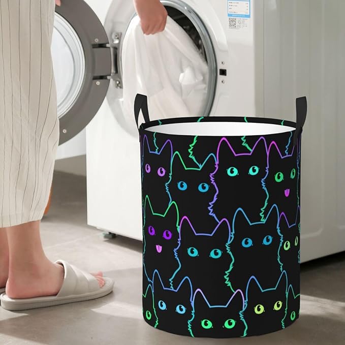 Funny Black Cats Laundry Hamper Bag - Image 6