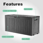 EasyUp 90 Gallon Outdoor Deck Box Waterproof, UV Resistant Resin Outdoor Storage Box for Delivery, Porch, Patio and Garden, Black - Image 5