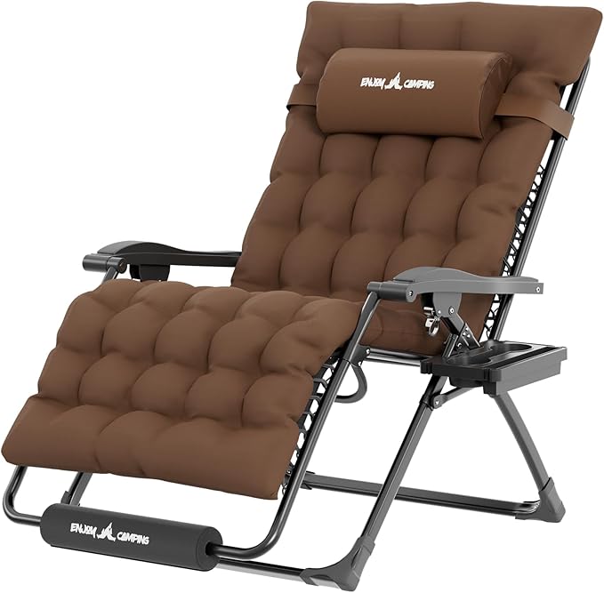 UDPATIO Oversized Zero Gravity Chair Chairs, Patio Recliner, Foldable Heavy Duty Reclining with Adjustable Headrest, Removable Cushion, Cup Holder & Foot Rest for Outside Camping Office Indoor by UDPATIO