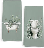 Sage Green Eucalyptus Hand Towels by Unknown