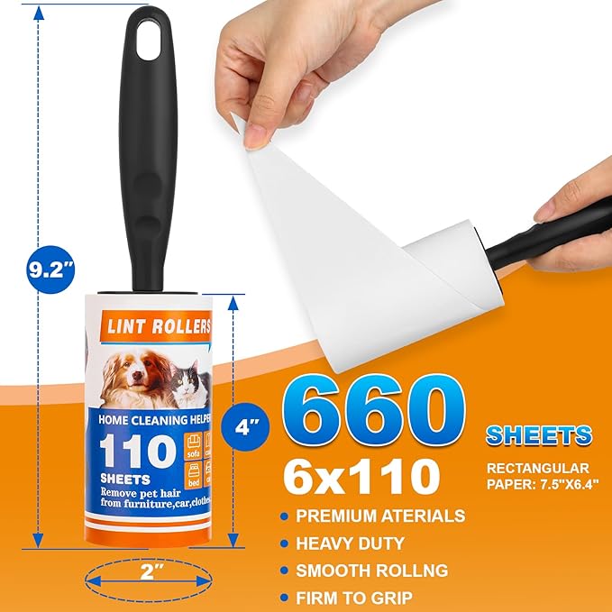 Lint Roller, 660 Sheets with 3 Handles, Pet Hair Remover - Image 2