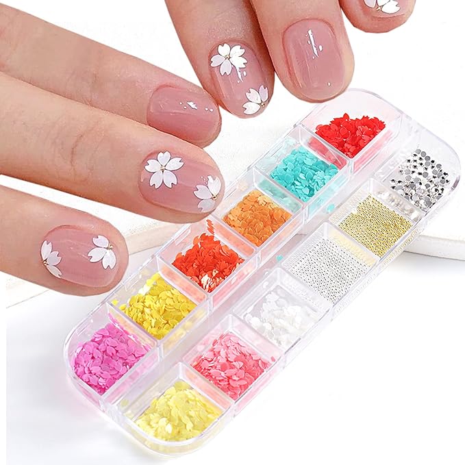 Flower Petals Glitter Nail Art Sequins, Mixed Floral Nail Flakes Beads - Image 6