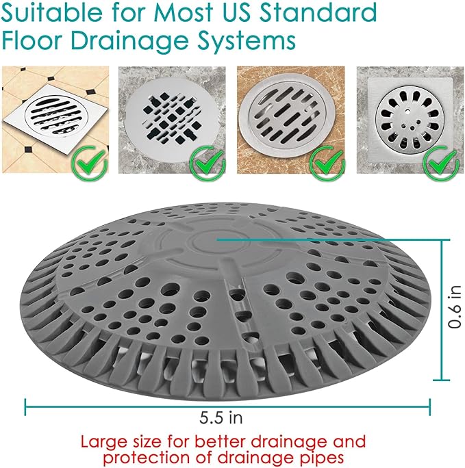 Shower Drain Hair Catcher, 2 Pack 5.5in Shower Hair Catcher Large Premium - Image 4