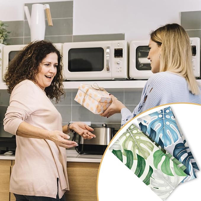 Boho Tropical Kitchen Towels Set of 2, Palm Leaf Botanical Dish Tea Towels - Image 5
