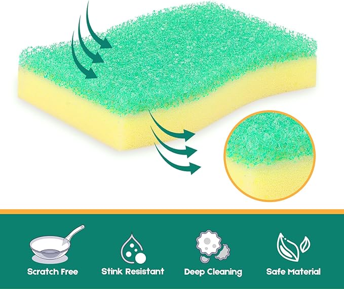 Scrub Sponge, 8 Pack Dual-Sided Temperature-Responsive Scrubber - Image 4