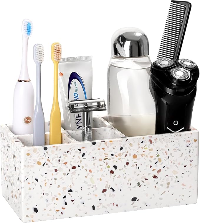 Luxspire Toothbrush Holder for Bathroom, 5 Slots Bathroom Counter Organizer by Luxspire
