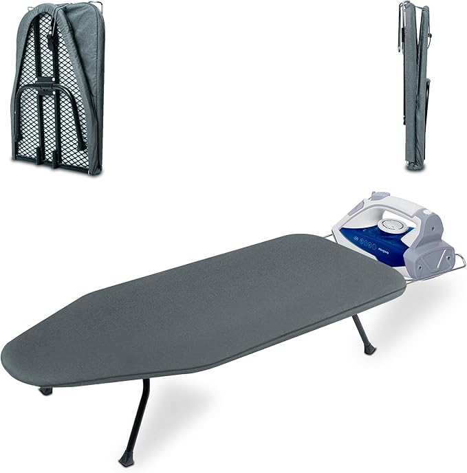 Metal Mesh Panel Tabletop Ironing Board | Foldable Iron Board | Heavy Duty by Oxzor