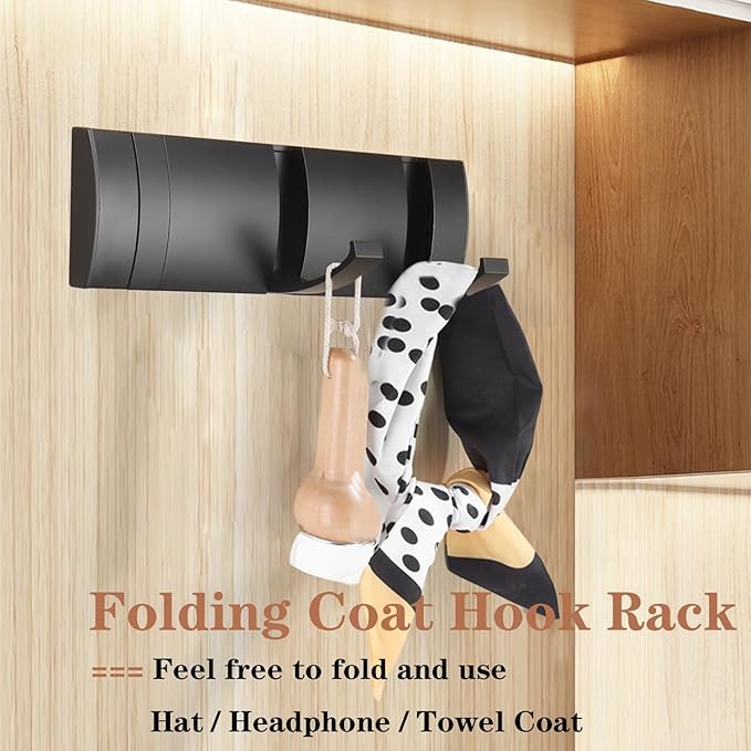 Folding Coat Hooks, Wall Mounted Coat Rack - Image 7