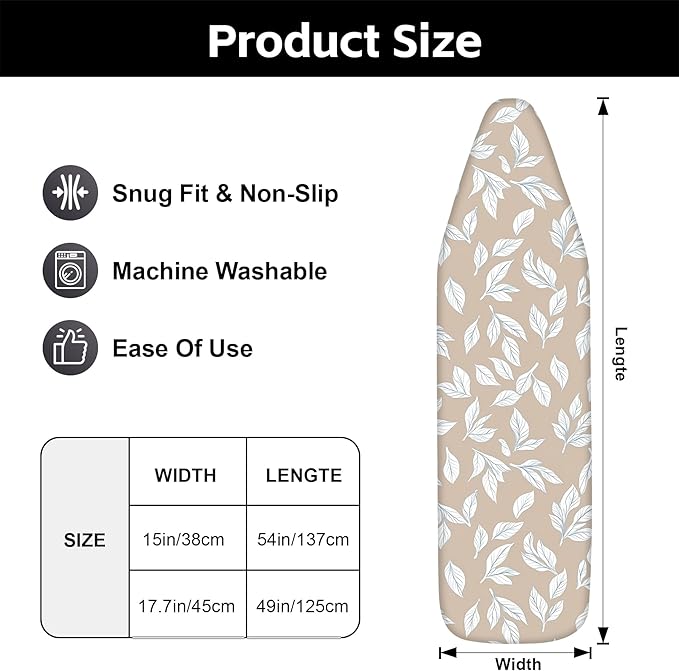 Floral Ironing Board Cover 17.7"x49", Standard Size Iron Board Covers - Image 3