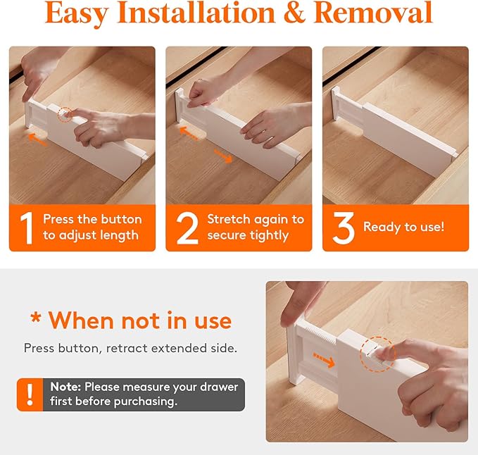 Lifewit 24 Pack Drawer Dividers 4" High 28-43.5cm/11-17" Adjustable Drawer - Image 7