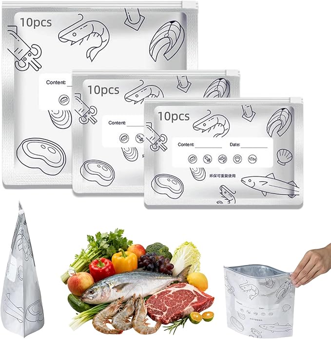Reusable Aluminum Foil Sealable Storage Bags, 2026 New Resealable Stand Up by Unknown