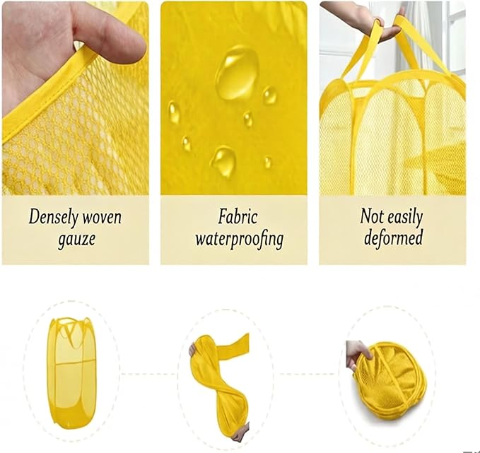 The upgraded pop-up laundry basket features a breathable side pocket mesh design - Image 4