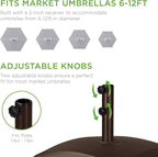 Best Choice Products 123lb Capacity Fillable Mobile Umbrella Base Heavy Duty Market Stand for Patio, Deck, Poolside w/ 4 Wheels, 2 Locks, 2 Knobs, Wind-Resistant Design - Bronze - Image 6