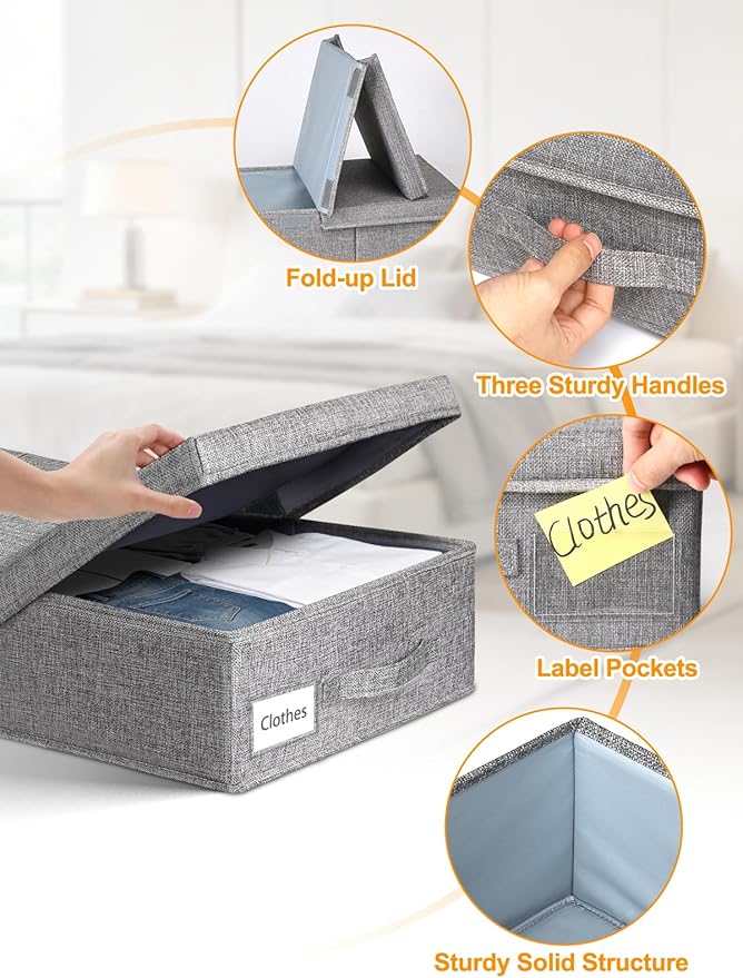 punemi Under Bed Storage With Lids, 2 Pack Large Underbed Storage Containers - Image 6