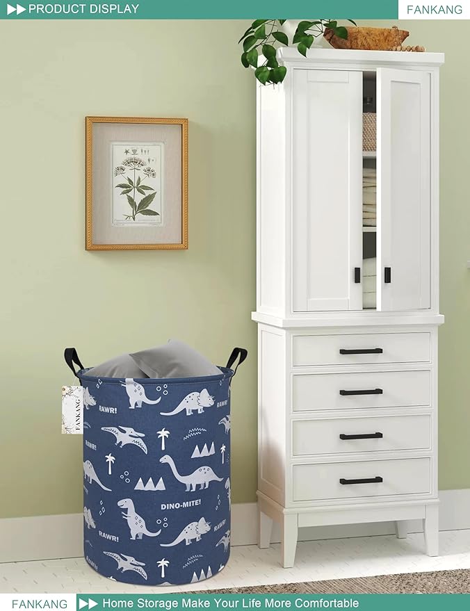 FANKANG Storage Basket, Nursery Hamper Canvas Laundry Basket Foldable - Image 4