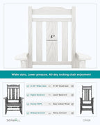 SERWALL Oversized Rocking Chair Outdoor, HDPE Outdoor Rocking Chair, White - Image 6