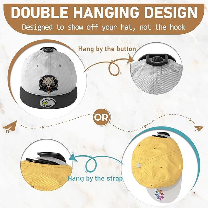22 Pack Adhesive Hat Hooks for Wall, Super Strong Hat Rack for Baseball Caps - Image 3