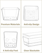15Pcs Clear Plastic Drawer Organizers Set, 4size makeup drawer organizer trays - Image 6